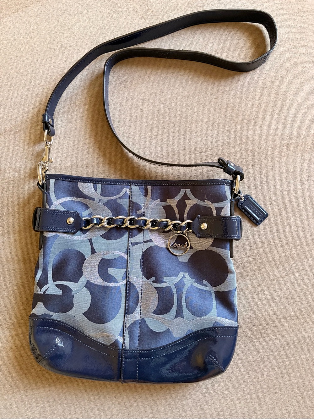Coach F19820 Moto Op Art Metallic Crossbody Shoulder Bag